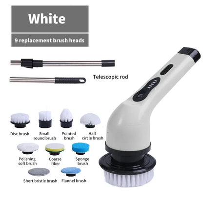 9-In-1 Electric Spin Scrubber Multifunctional Cleaning Brush Home Kitchen Bathroom Portable Cleaning Gadget