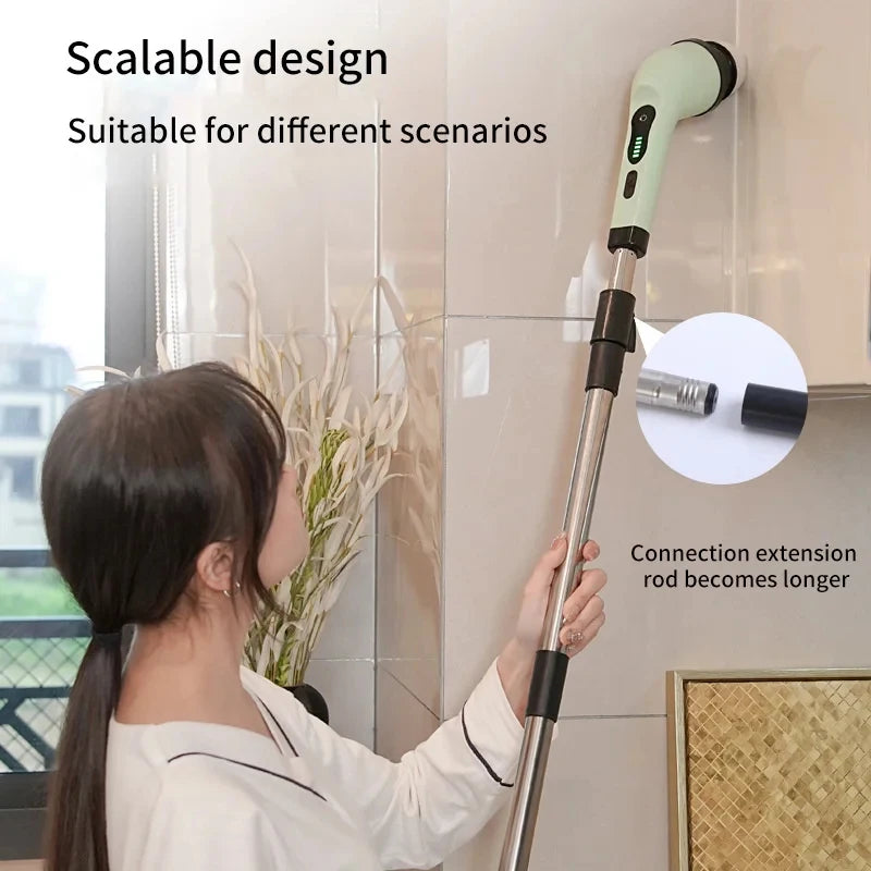 9-In-1 Electric Spin Scrubber Multifunctional Cleaning Brush Home Kitchen Bathroom Portable Cleaning Gadget